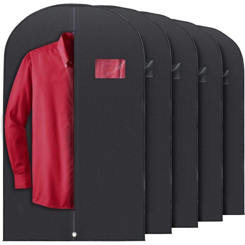 PLX 40" Black Garment Bags Suit Bag for Travel & Clothing Storage of Dresses, Shirts, Fur Coats, Jackets & Costumes - Hanging Closet Garment Protector