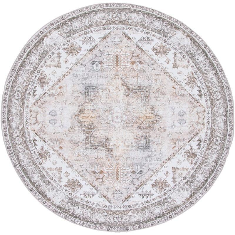 Tucson TSN102 Power Loomed Machine Washable Area Rug - Beige/Grey - 4' round - Safavieh.