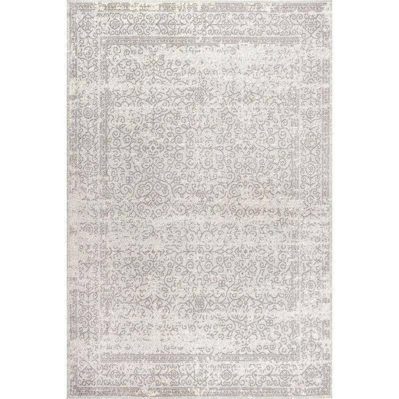 Inigo Black and White Cottage Medallion Area Rug - JONATHAN Y