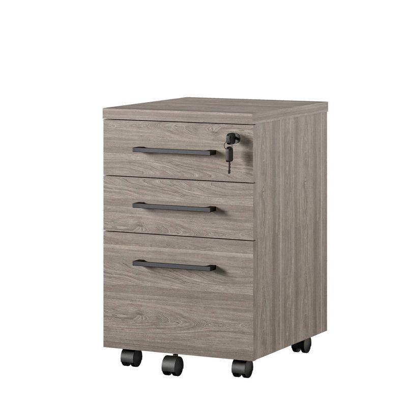 Parkside Light Brown Oak 3-Drawer Lockable Mobile File Cabinet