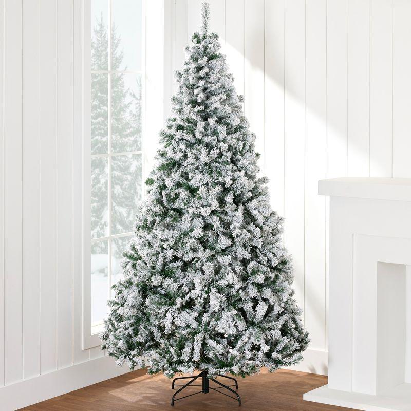 Best Choice Products 4.5ft Snow Flocked Christmas Tree, Premium Holiday Pine Branches, Foldable Metal Base