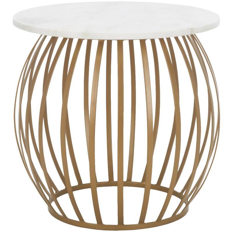 Explorer Round Accent Table - White Marble/Gold - Safavieh