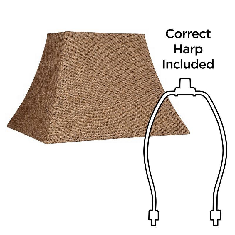 Springcrest Set of 2 Rectangular Lamp Shades Natural Medium 8" Wide x 5" Deep at Top 14" Wide x 11" Deep at Bottom 10" Slant Spider Harp Finial