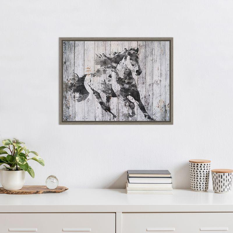 Amanti Art Running Black Horse by Irena Orlov Canvas Wall Art Print Framed 24 x 18-in.