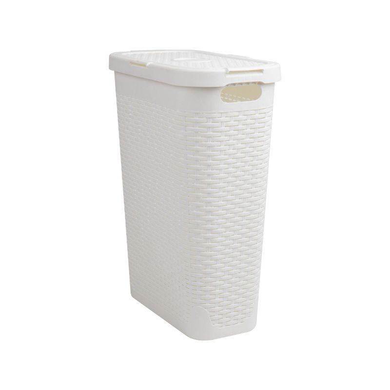Mind Reader Mind Reader 40L Slim Laundry Hamper, Clothes Basket, Lid, Wicker Design, Plastic