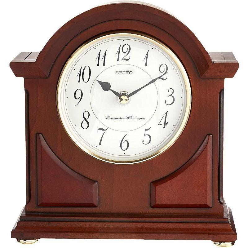 Seiko Sayo American Traditional Analog Wood Quartz Movement / Crystal Tabletop Clock in Brown