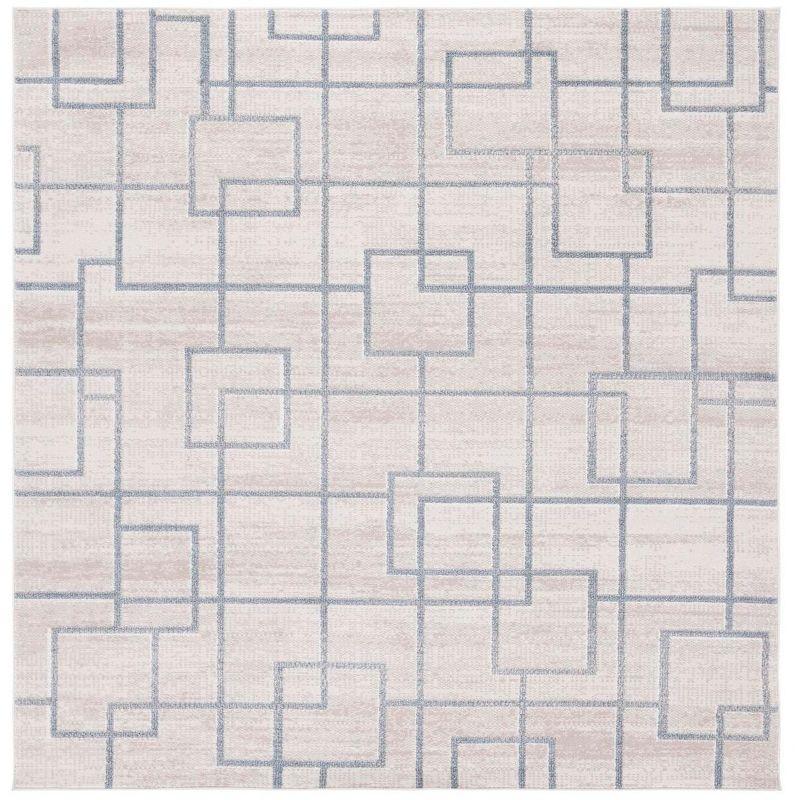 Blair Geometric Gray Synthetic Washable Area Rug