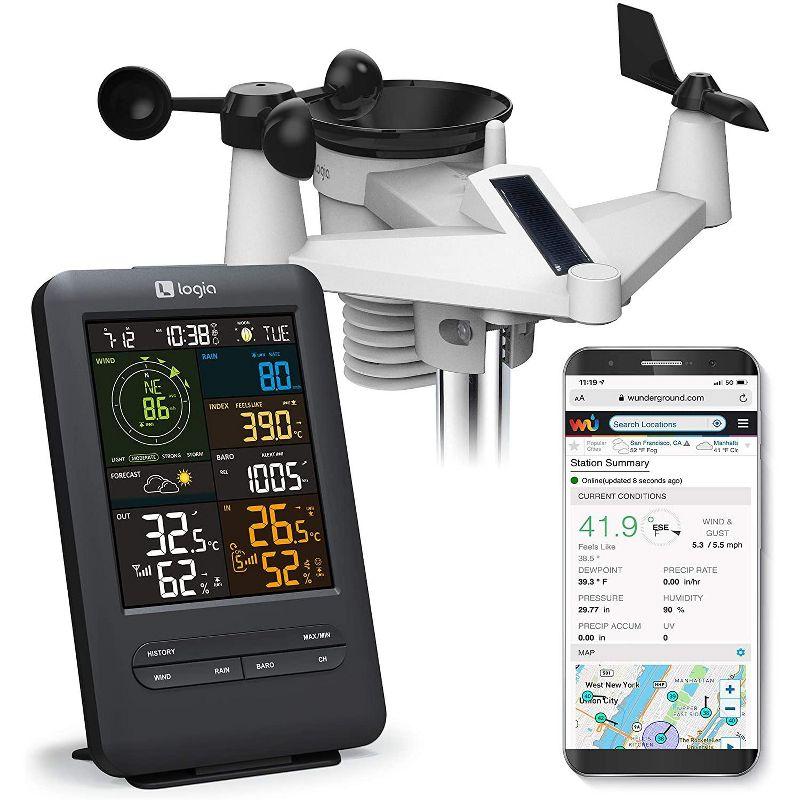 Logia 5-in-1 Wireless Solar Weather Station with LCD Display