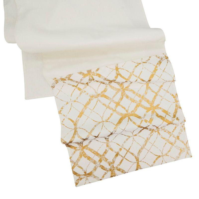 Gold Metallic Foil Print Cotton Table Runner