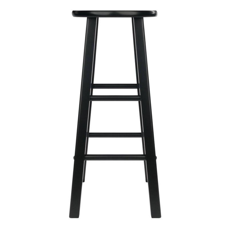 Transitional Solid Wood 29" Adjustable Black Bar Stool Set