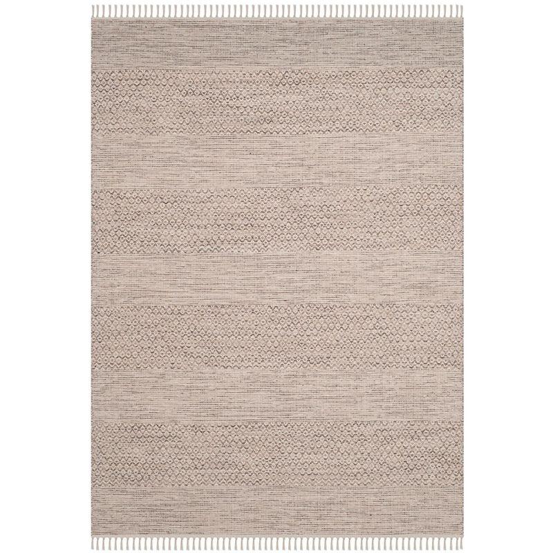Ivory and Steel Grey Handwoven Cotton Area Rug
