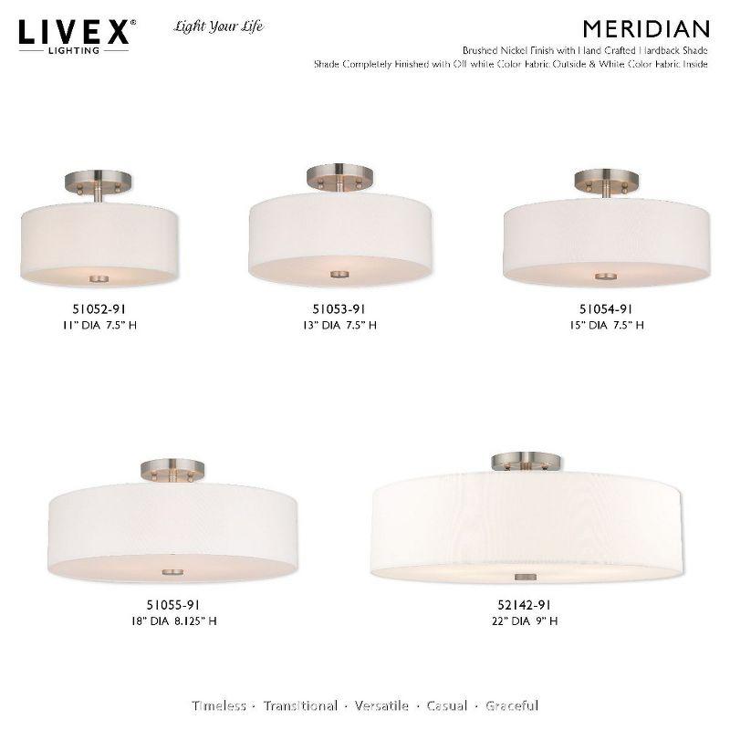 Livex Lighting Meridian 3 - Light Semi-Flush Mount in  Brushed Nickel