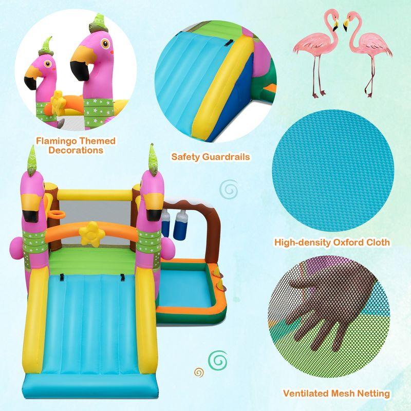 Costway Flamingo-Themed Bounce Castle 7-in-1 Kids Inflatable Jumping House