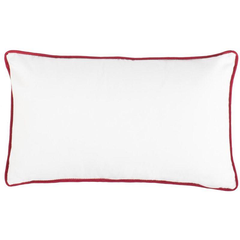 Holly Jolly Red and White Embroidered Holiday Pillow