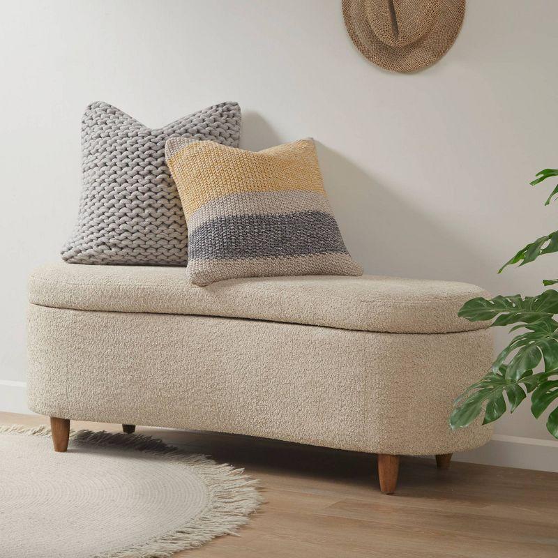 Bailey 48" Beige Boucle Flip Top Storage Bench