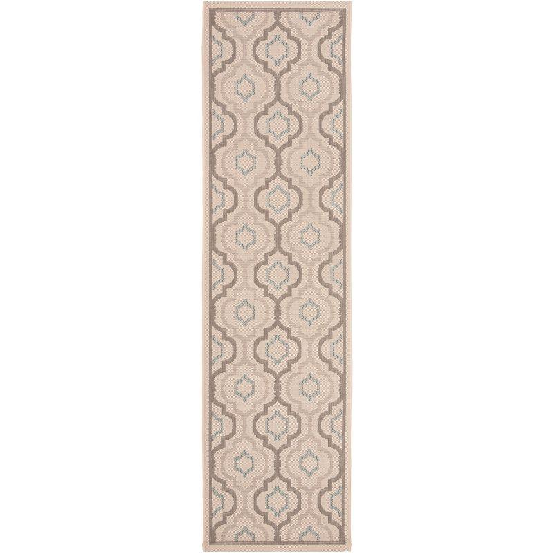 Courtyard CY7938 Power Loomed Indoor and Outdoor Runner Rug - Beige/Dark Beig - 2'3"x12' - Safavieh