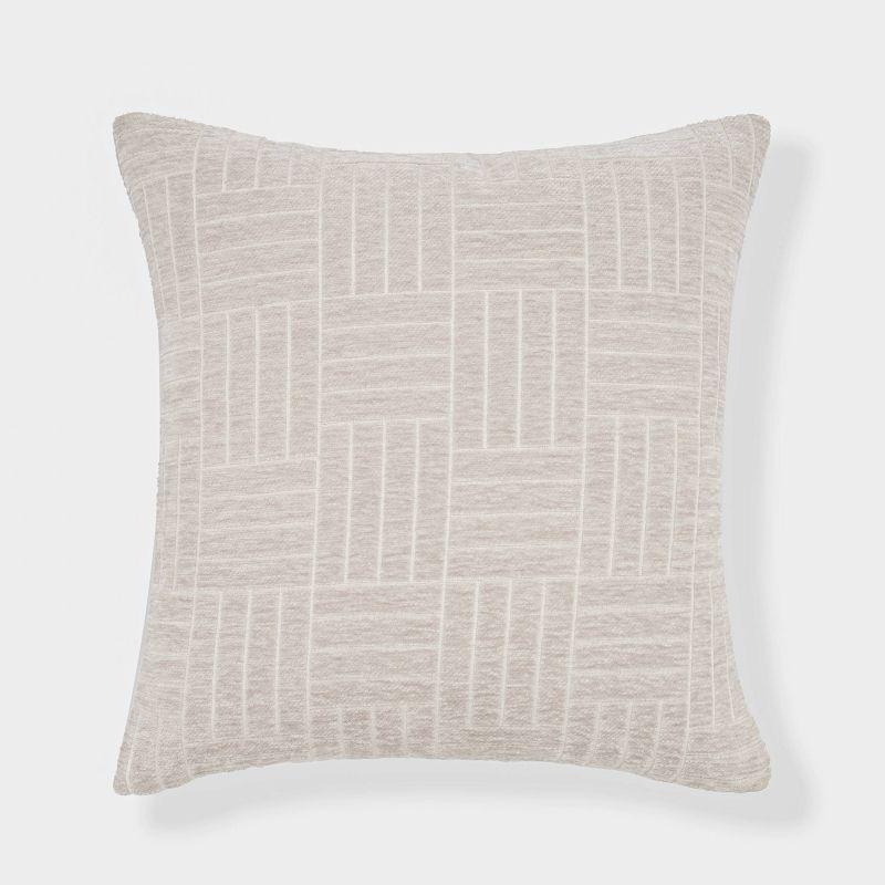 Staggered Striped Chenille Woven Jacquard Square Throw Pillow - freshmint