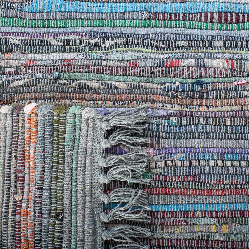 Rag Rug RAR121 Hand Woven Indoor Area Rug - 8'x10' - Aqua/Multi - Safavieh