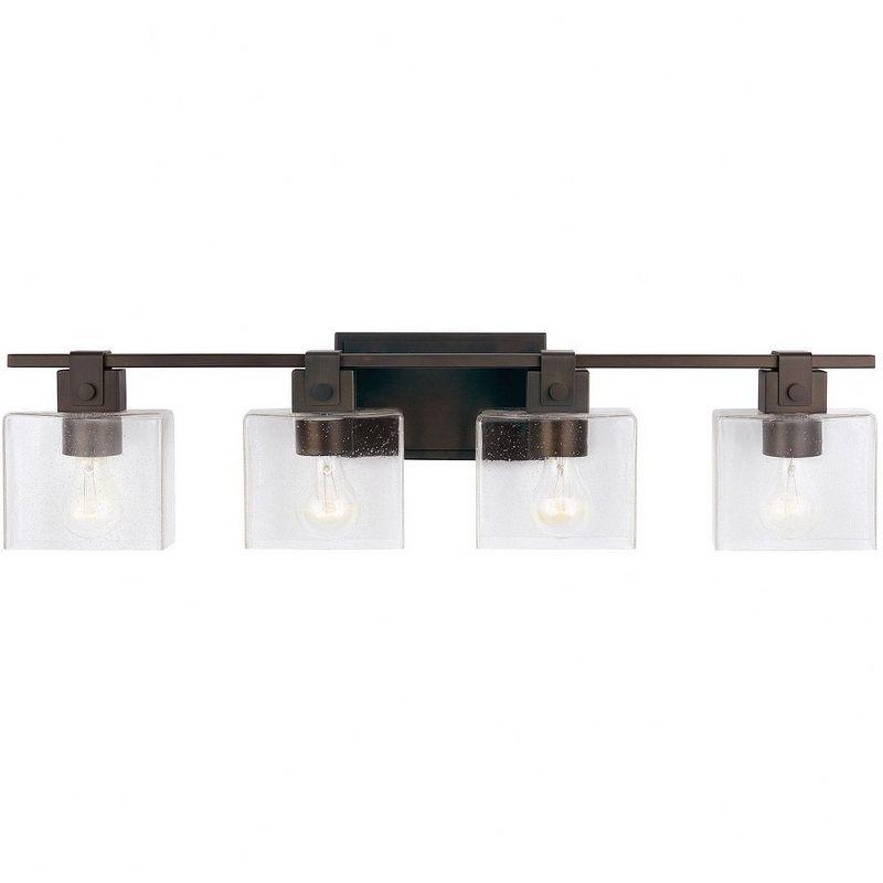 Oil Rubbed Bronze 4-Light Vanity with Clear Seeded Glass Shades