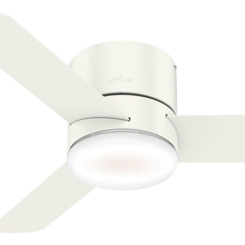 44" White Low Profile Ceiling Fan with LED Light and Remote