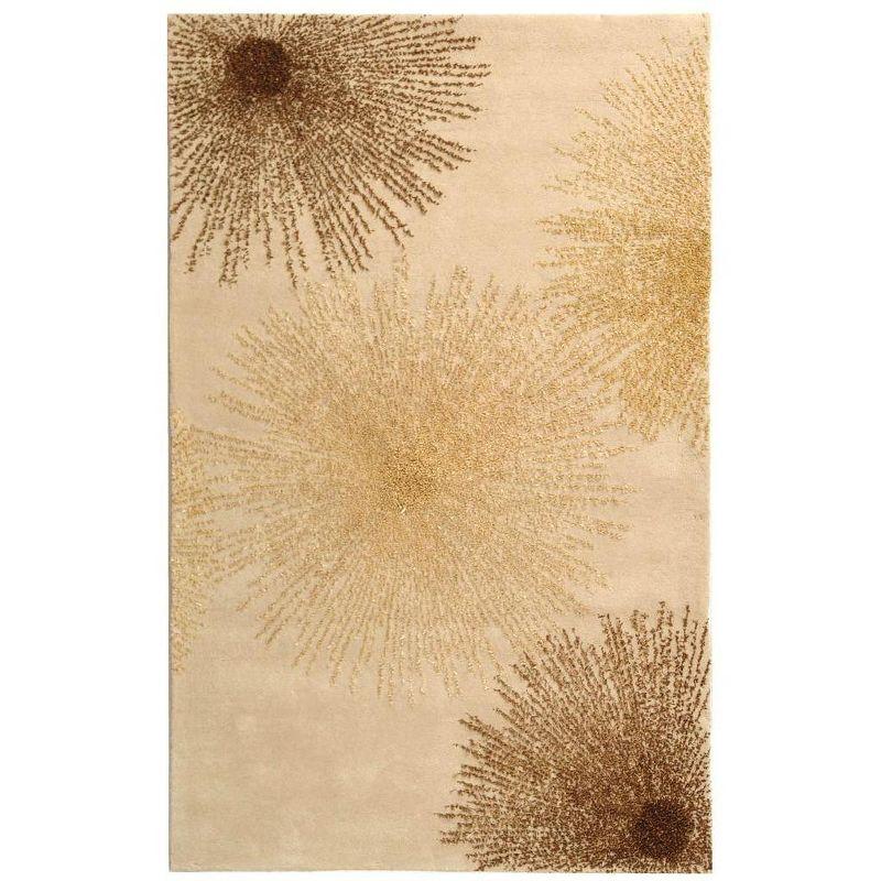 Beige and Gold Hand-Tufted Wool Area Rug