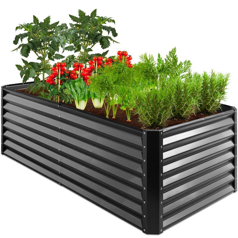 Gray Powder-Coated Steel Raised Garden Bed Planter Box, 6x3x2ft