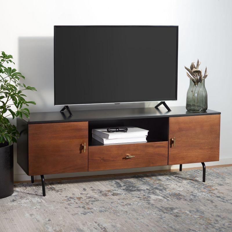 Genevieve Media Stand - MED5000 - Black/Walnut - Safavieh