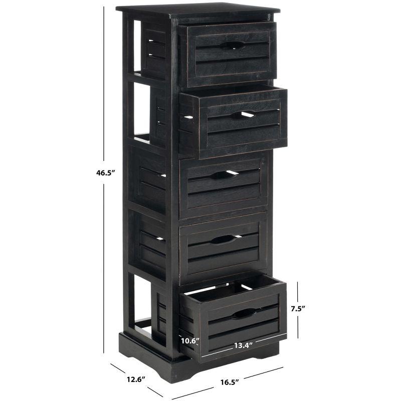 Samara 5 Drawer Cabinet - AMH5714 - Distressed Black - Safavieh Couture