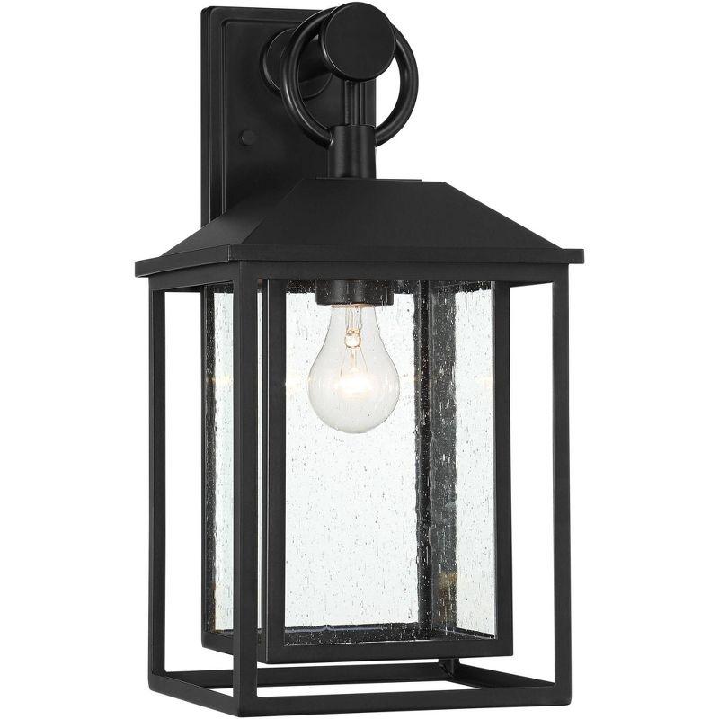 John Timberland Califa Mission Outdoor Wall Light Fixture Black Metal 18" Clear Seedy Glass for Post Exterior Barn Deck House Porch Yard Patio Home