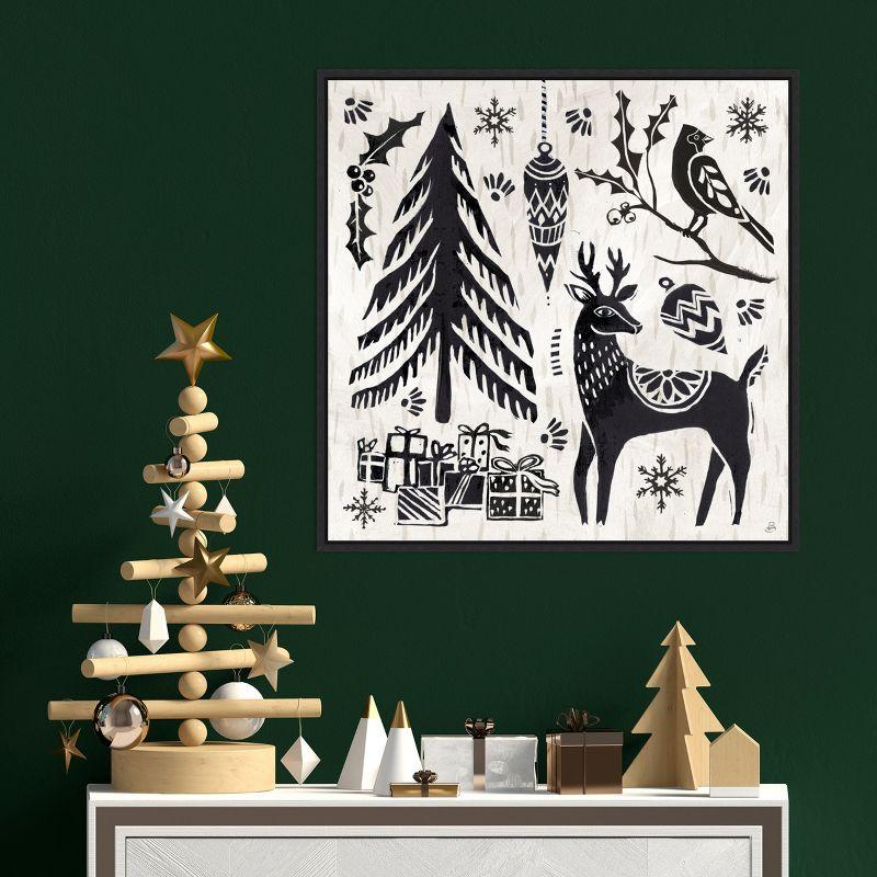 Amanti Art Woodcut Christmas V by Daphne Brissonnet Canvas Wall Art Print Framed 22 x 22-in.