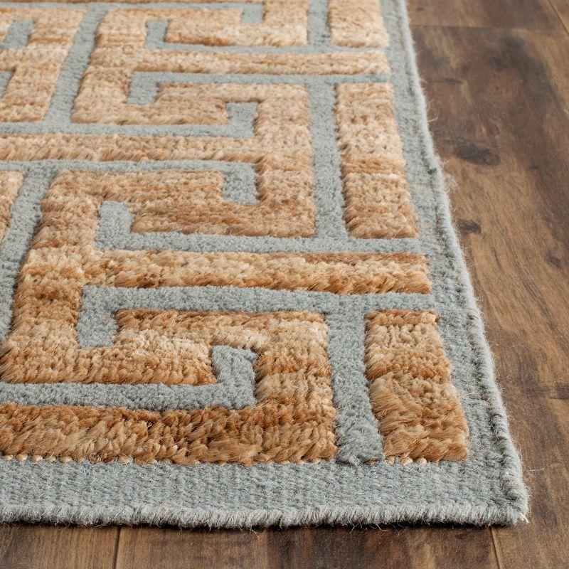 Gray Geometric Hand-Knotted Wool and Viscose 8' x 10' Rug