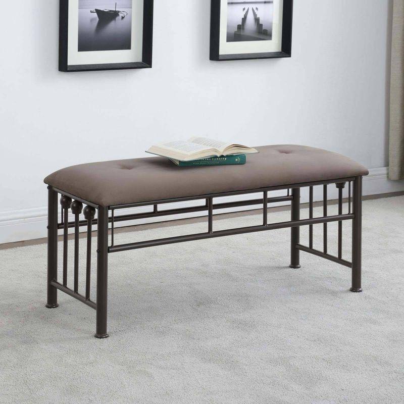 Coaster Livingston Traditional Upholstered Bench Brown/Dark Bronze