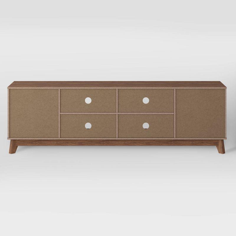 Hollywood Wood Grain TV Stand for TVs up to 85" with Drawers Brown - CorLiving: Mid-Century Modern Media Console