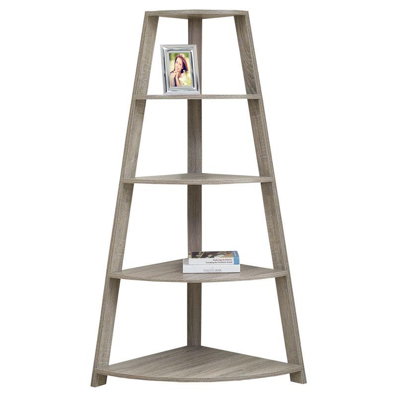 Glasco Bookshelf, Bookcase, Etagere, Corner, 4 Tier, 60"H, Office, Bedroom, Laminate, Contemporary