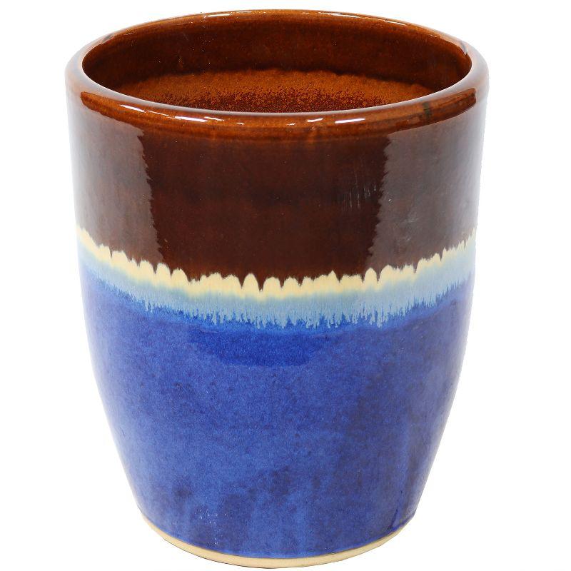 Beachcomber 14-Inch Glazed Ceramic Indoor/Outdoor Planter