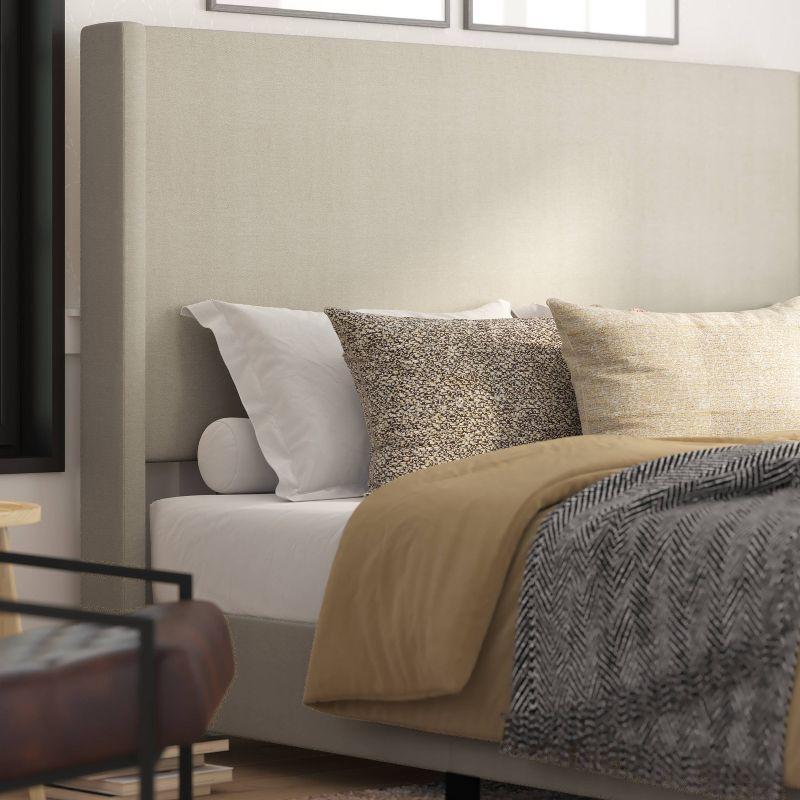 Taylor & Logan King 57" High Kellan Platform Bed Beige: Elegant Plastic Frame, No Box Spring Needed