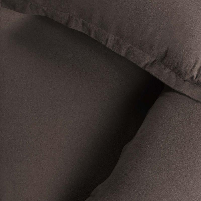 Flannel Cotton Modern Solid Fuzzy Duvet Cover Set With Pillow Shams, Twin, Charcoal - Blue Nile Mills