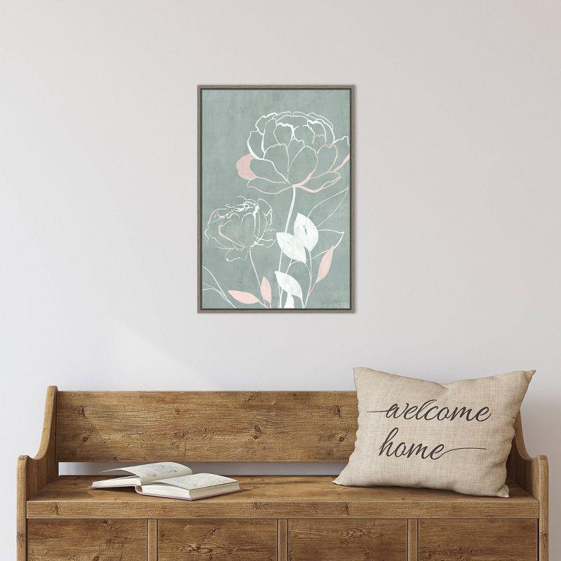 16" x 23" Roseland II by Isabelle Z Framed Canvas Wall Art - Amanti Art: Modern Botanical Lithograph, Vertical Layout