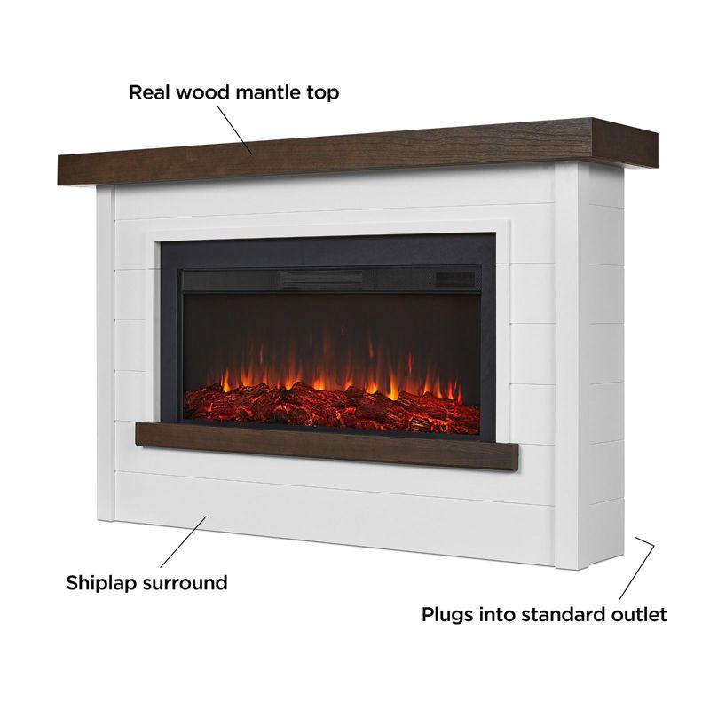 Brynwood White and Brown Wood Electric Fireplace