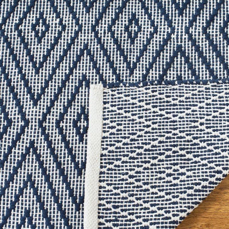 Navy and Ivory Cotton Flat Woven Reversible Rug