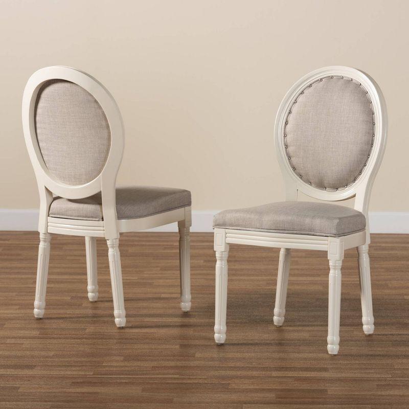 Set of 2 Louis Fabric Upholstered Dining Chairs with Nailhead Trim - Baxton Studio