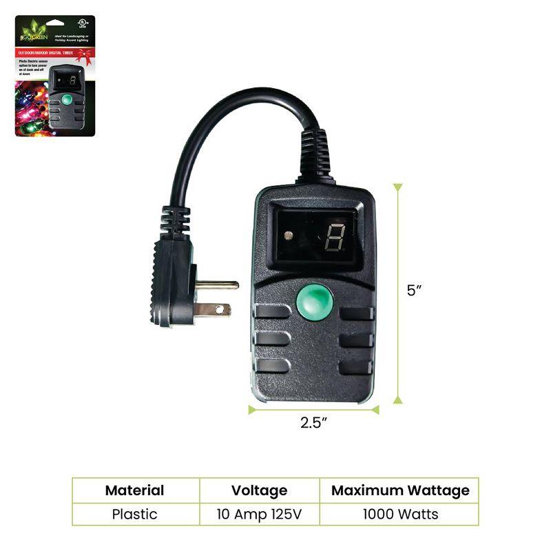 Black Digital Outdoor Timer with Photoelectric Sensor