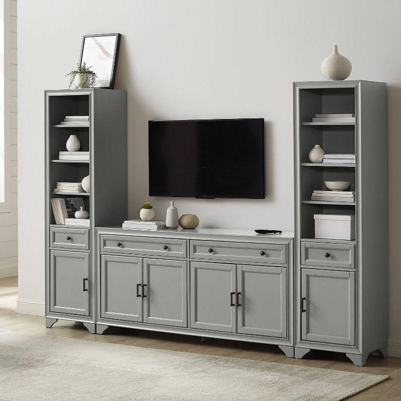 Distressed Gray Farmhouse 3-Piece Entertainment Set with Cabinet Storage