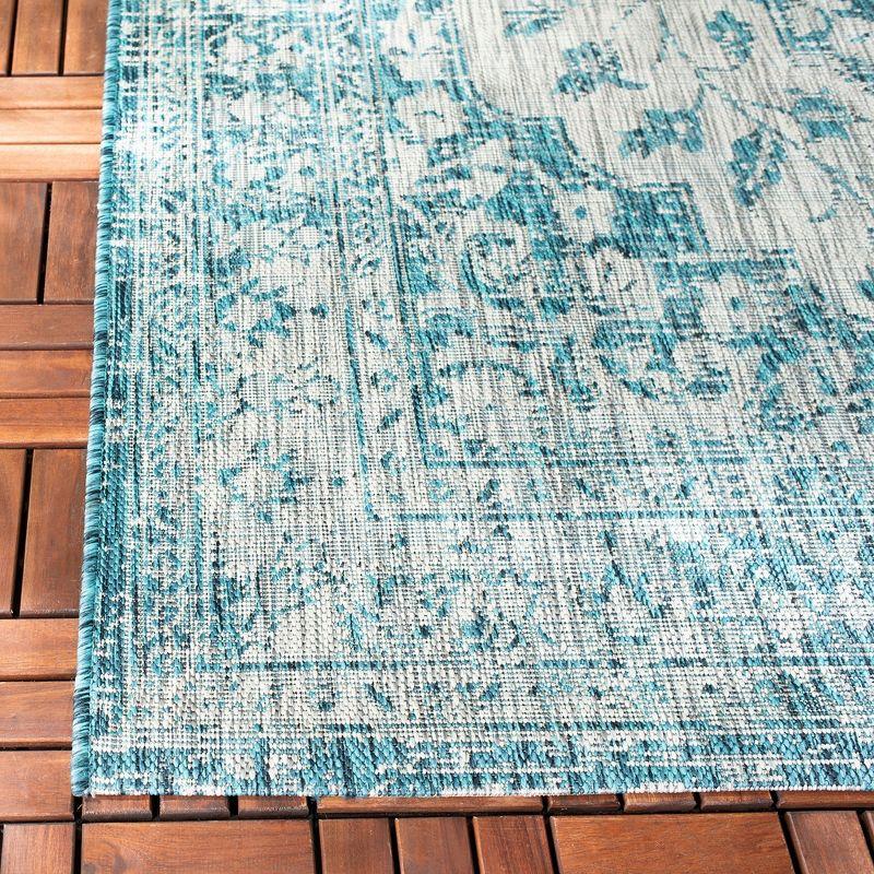 Chic Blue and Grey 9' x 12' Reversible Outdoor Rug