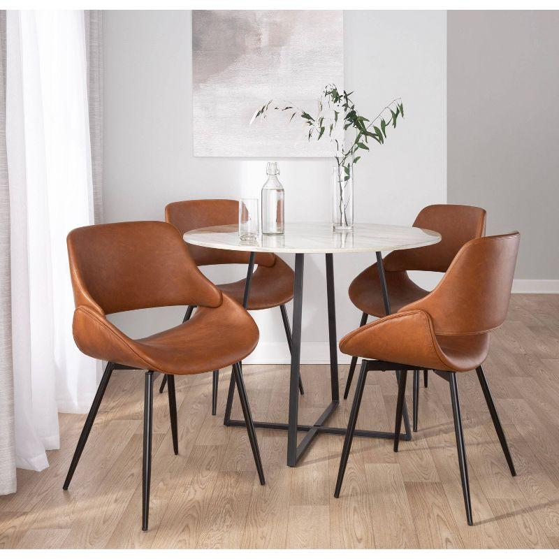 Set of 2 Fabrico Dining Chairs Black/Camel - LumiSource: Faux Leather, Metal Legs, Comfort Design
