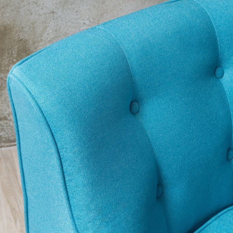 Felicity Mid-Century Armchair Teal: Upholstered, Tufted, Wooden Legs - Christopher Knight Home