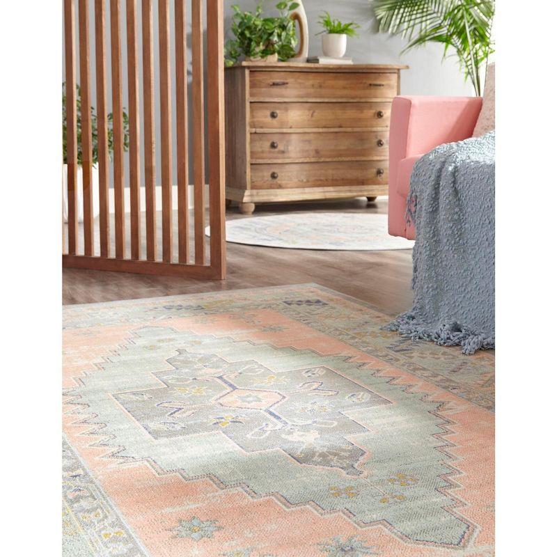 Unique Loom Whitney Collection Area Rug - Geneva (5' 3" x 8' Rectangle Pink/Blue)