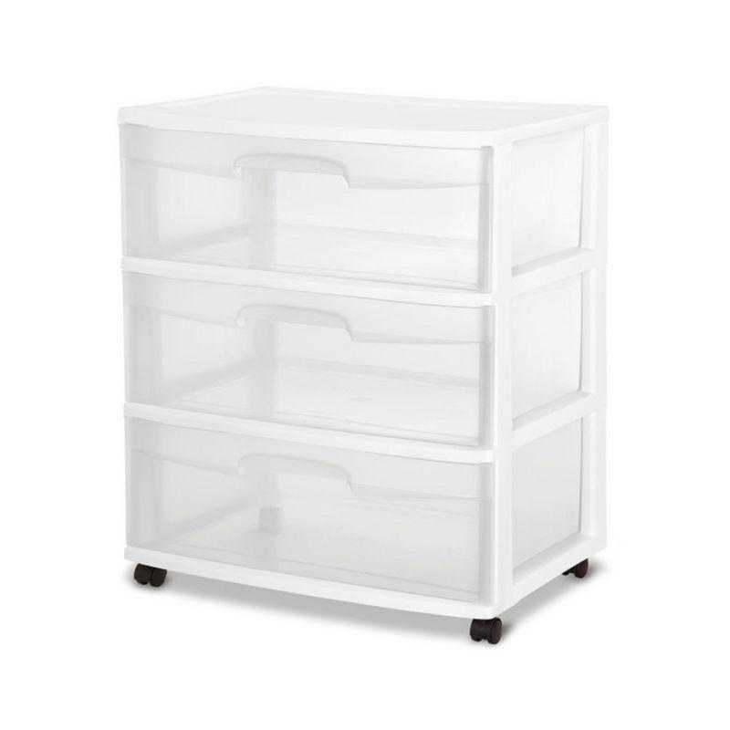 White Plastic 3-Drawer Rolling Storage Cart, 2-Pack