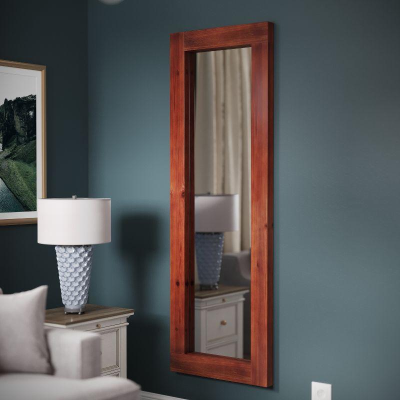 Flash Furniture Graham Full Length Mirror, Wall Mounted or Wall Leaning, Rustic Solid Wood Frame