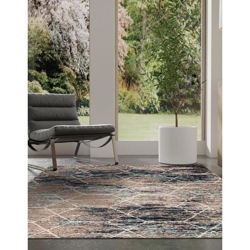 Unique Loom 8' 0 x 10' 0 Trellis Frieze Geometric Blue Multi Area Rug